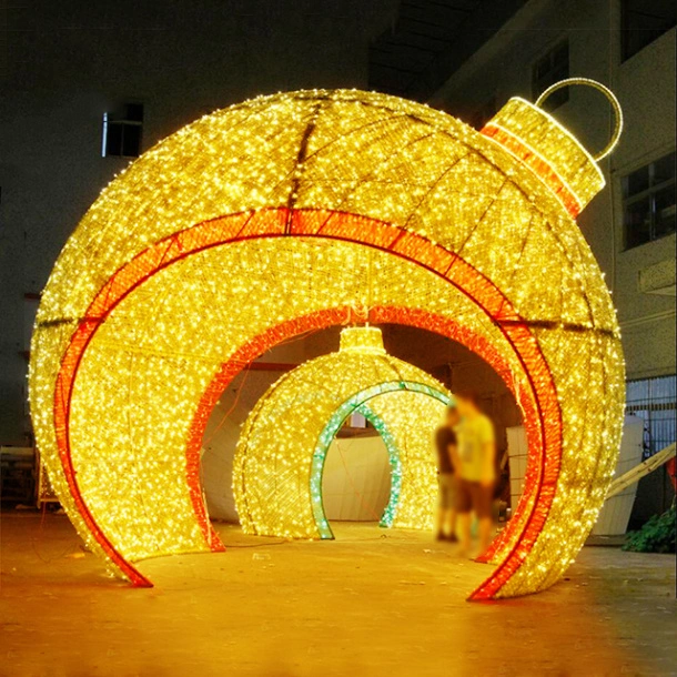 Luxury Giant Outdoor Xmas Motif LED Lighting 3D Christmas Ball